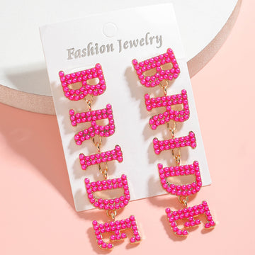 Hot Pink Bride Statement Earrings