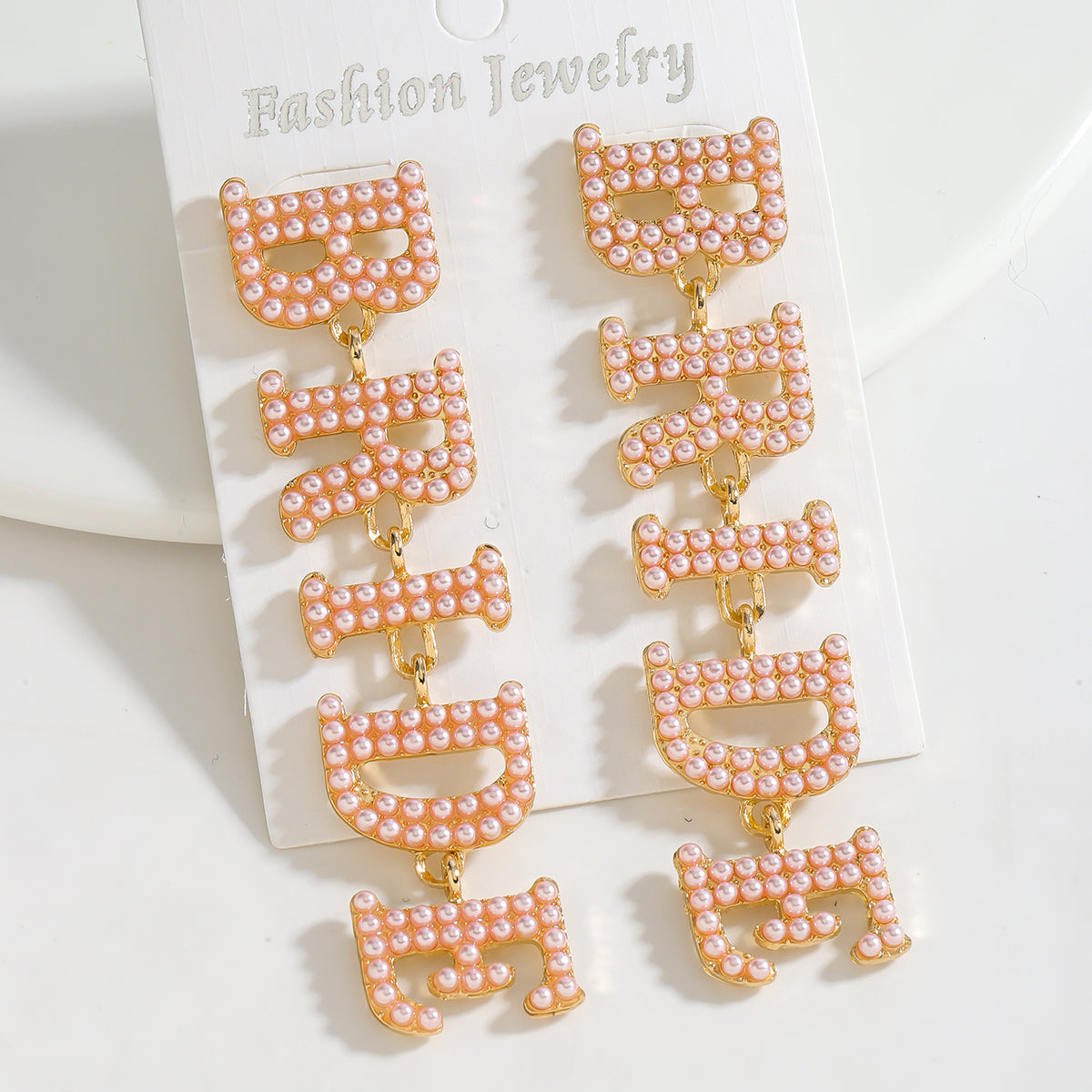 Blush Pearl Bride Statement Earrings