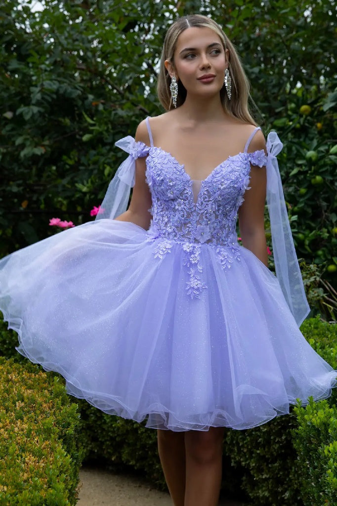 Whispering Orchid Gown – Lavender Off-Shoulder Formal Dress