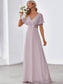 Double V-Neck Ruffles Chiffon Bridesmaid Dress