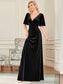 Elegant Double V Neck Velvet Wholesale Party Dress