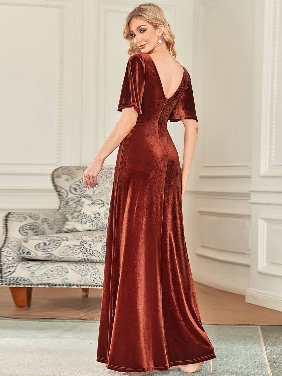 Classic Velvet V-Neck Gown