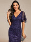 Gorgeous Leaf-Sequined Evening Dress