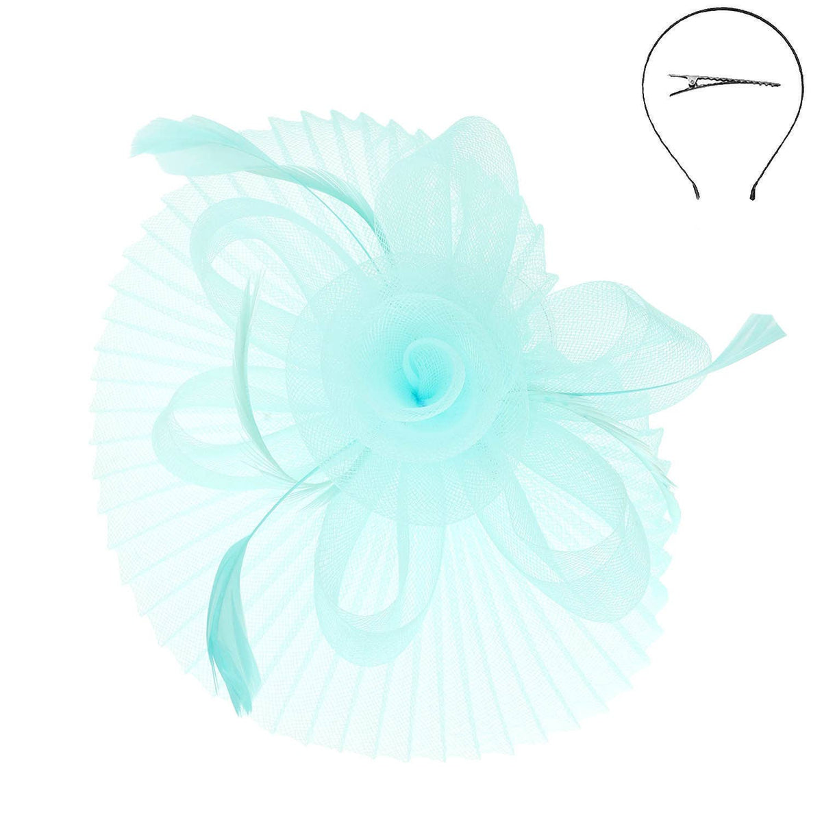 Floral Feathered Sinamay Mesh Fascinator