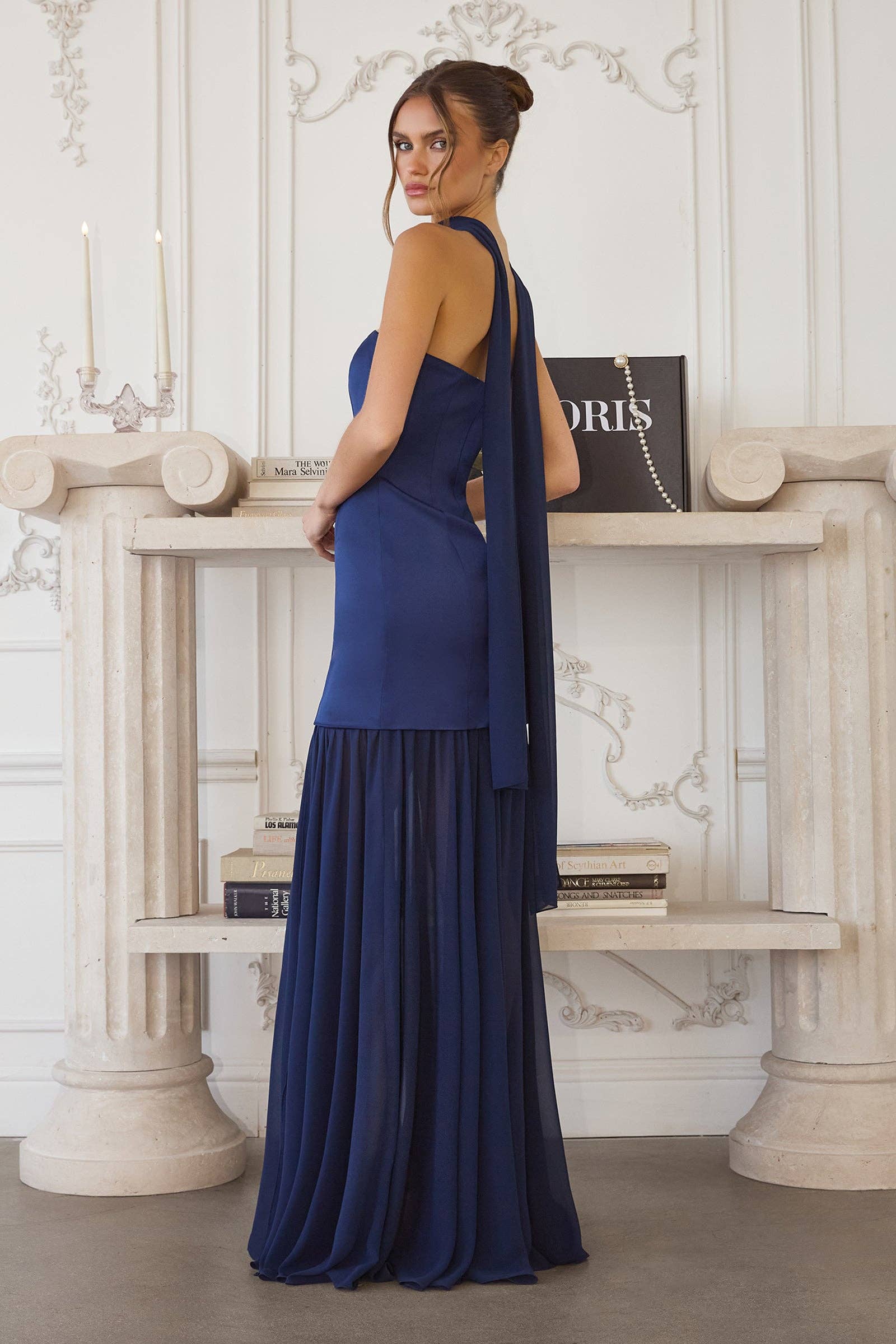 Neria Chiffon & Satin Maxi Dress