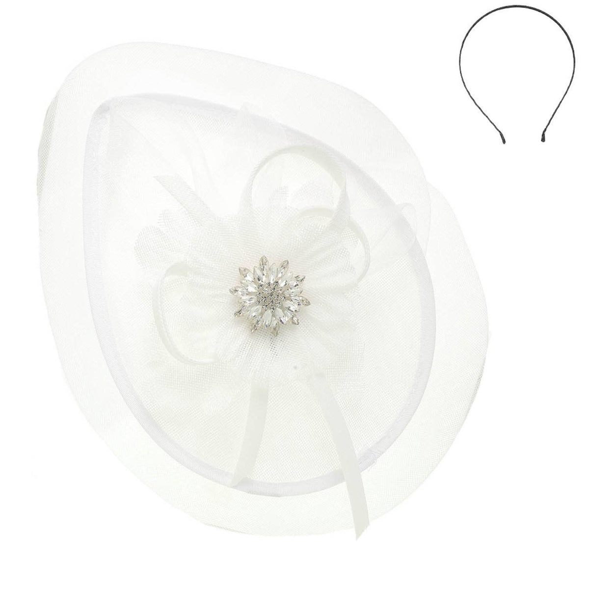 Sinamay Disc Headband Fascinator with Floral Accent