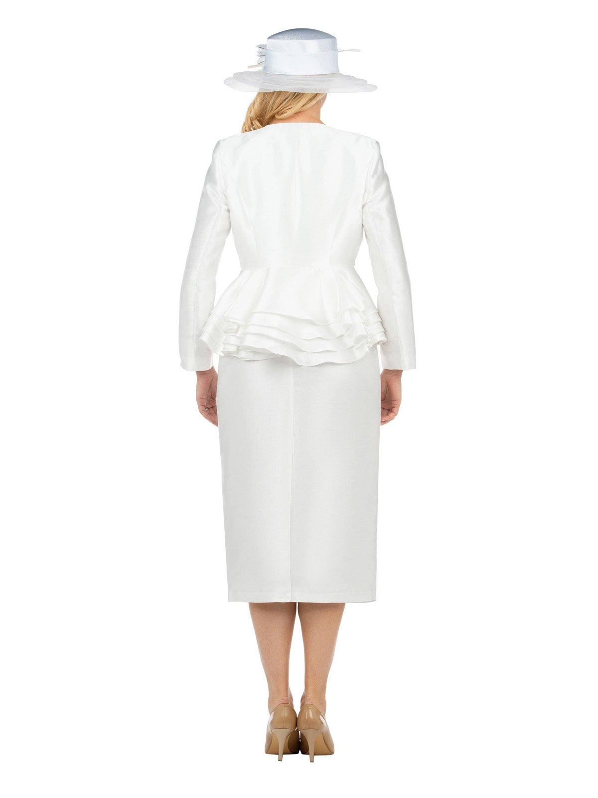 3pc Layered Peplum Silky Twill Skirt Suit
