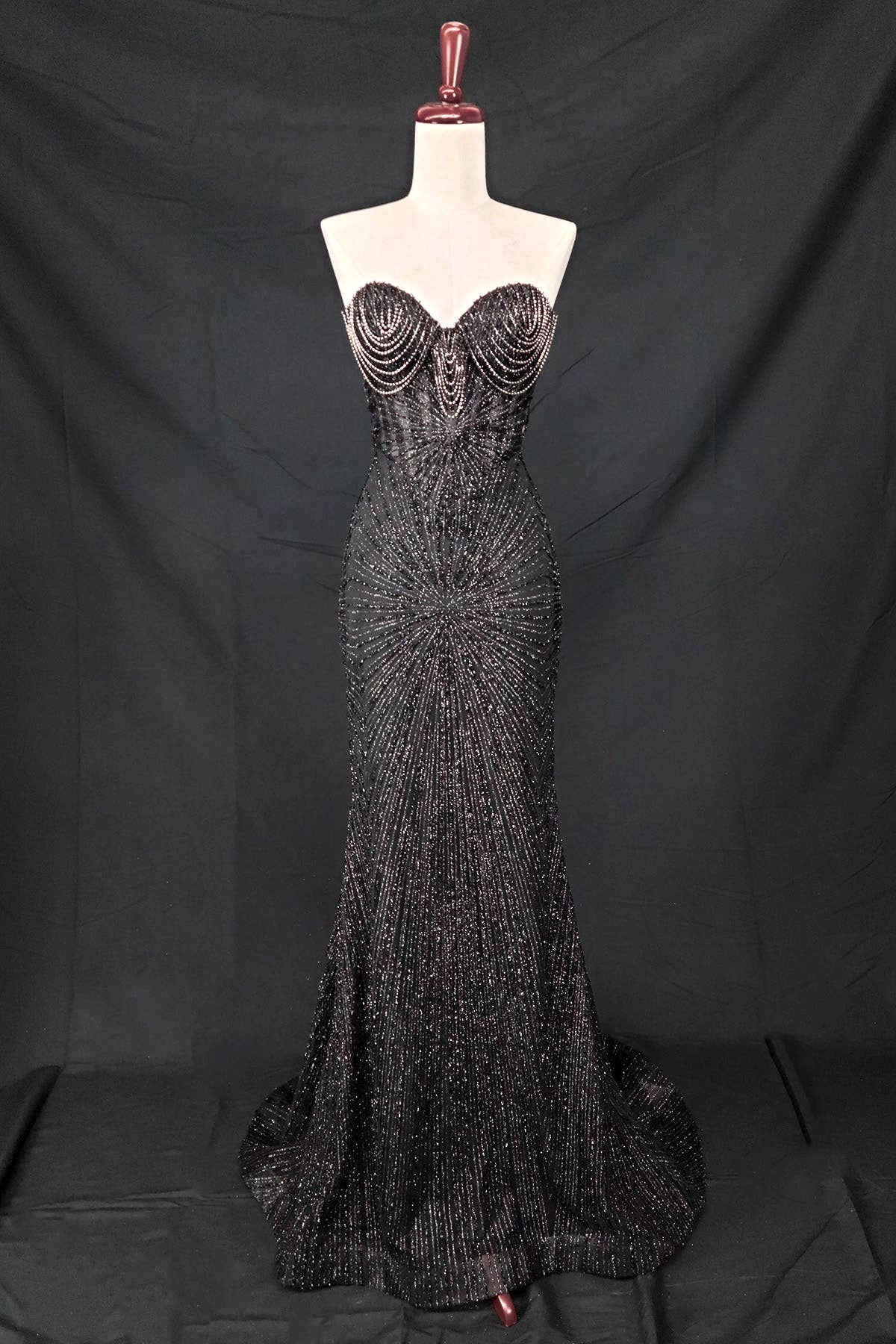 Long sparkling mermaid dress with hanging jewels CF001