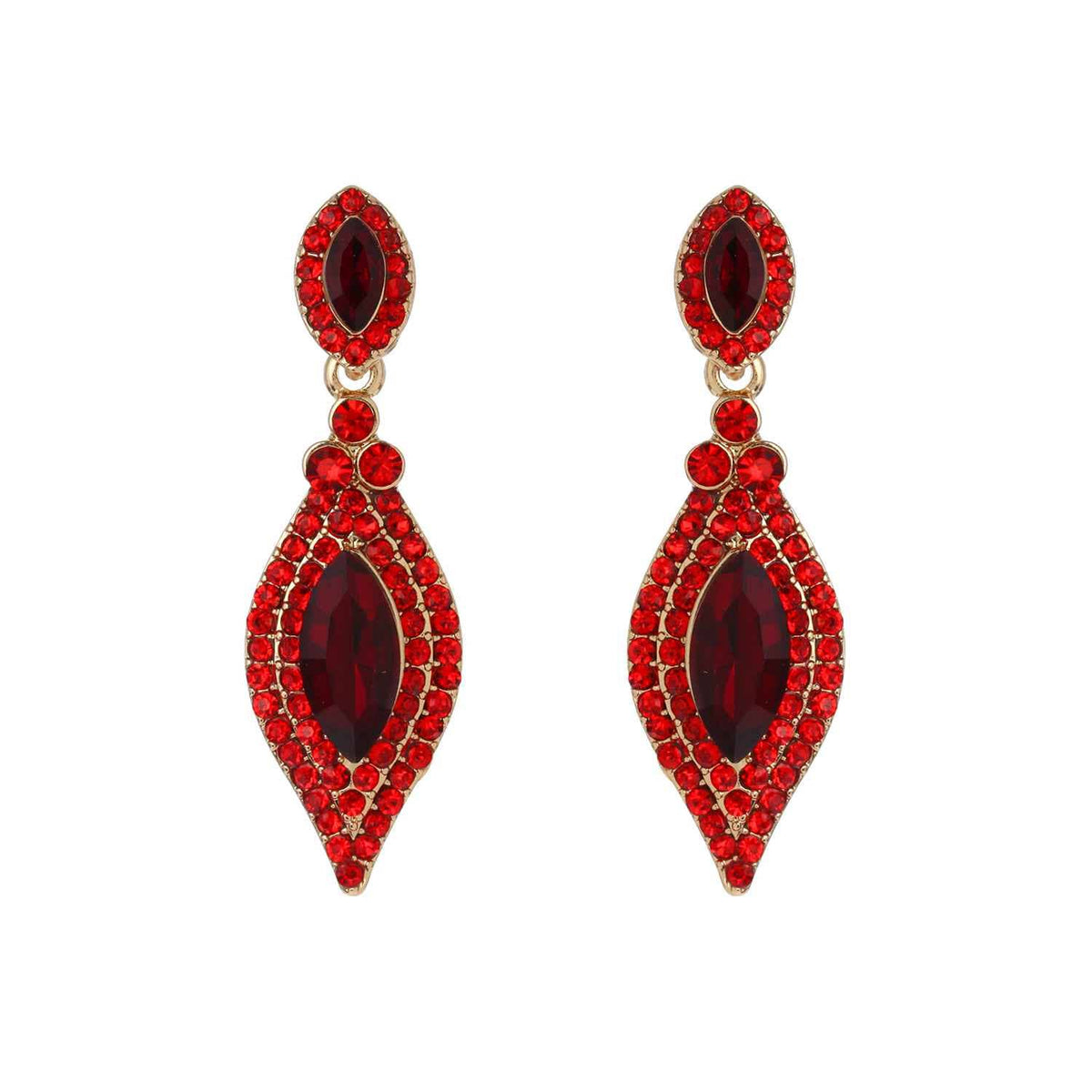 Dangly Leaf with Oval Gem Stone Earrings