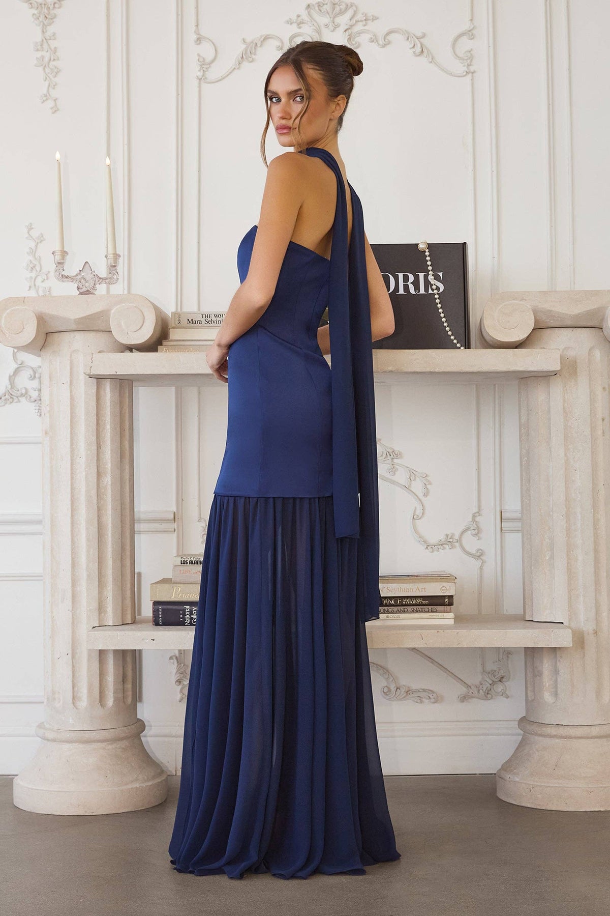 Neria Chiffon & Satin Maxi Dress
