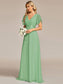 Double V-Neck Ruffles Chiffon Bridesmaid Dress