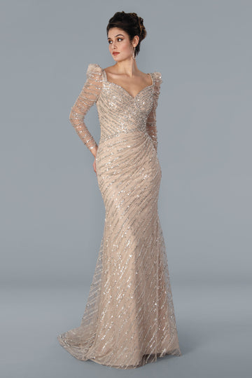 Champagne Starlight Sequin Gown | Evening Dress
