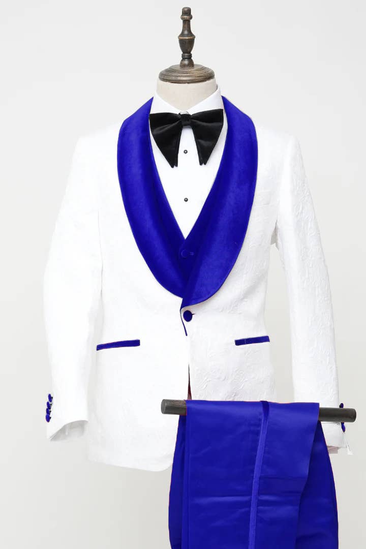 Ferrecci - Men's Vested White Paisley Wedding & Prom Tuxedo