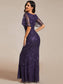 Gorgeous Leaf-Sequined Evening Dress