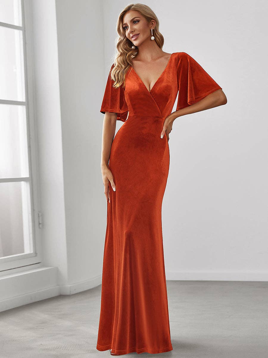 Classic Velvet V-Neck Gown