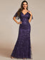 Gorgeous Leaf-Sequined Evening Dress