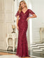 Gorgeous Leaf-Sequined Evening Dress