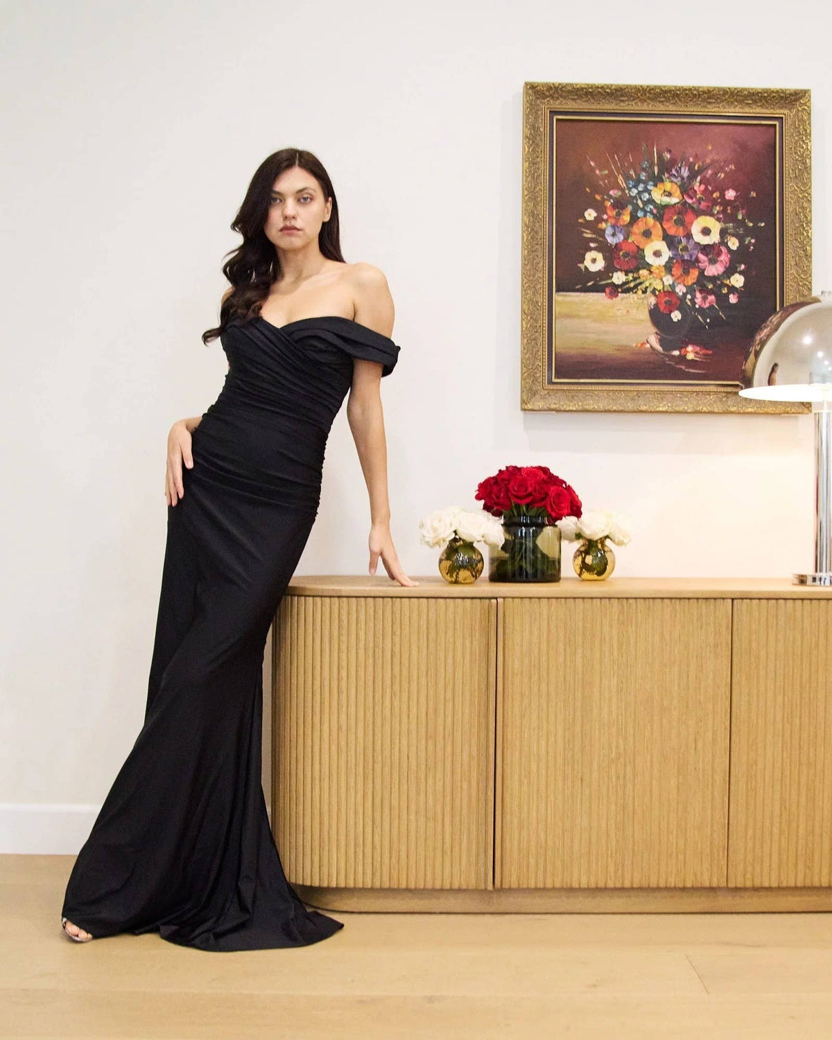 Long Stretch Formal Off Shoulder Dress