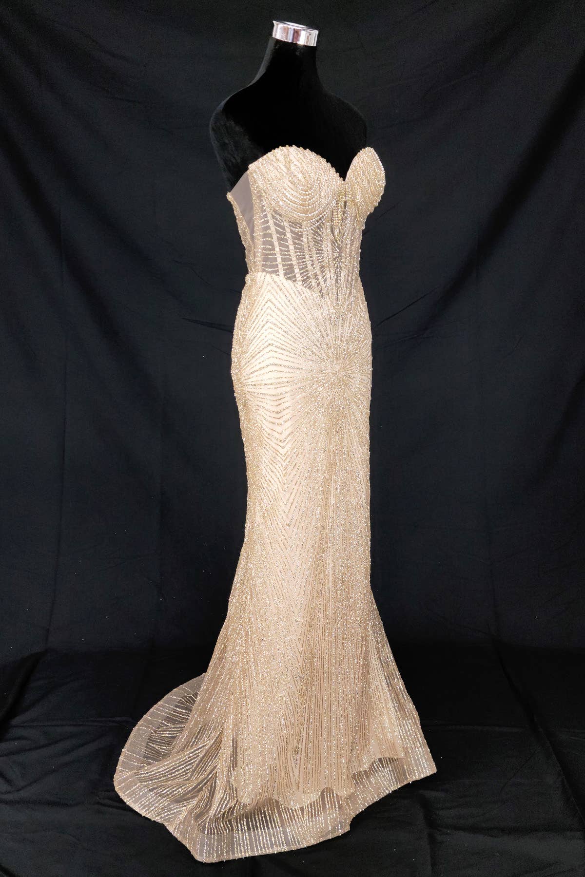 Long sparkling mermaid dress with hanging jewels CF001