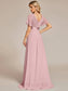 Double V-Neck Ruffles Chiffon Bridesmaid Dress