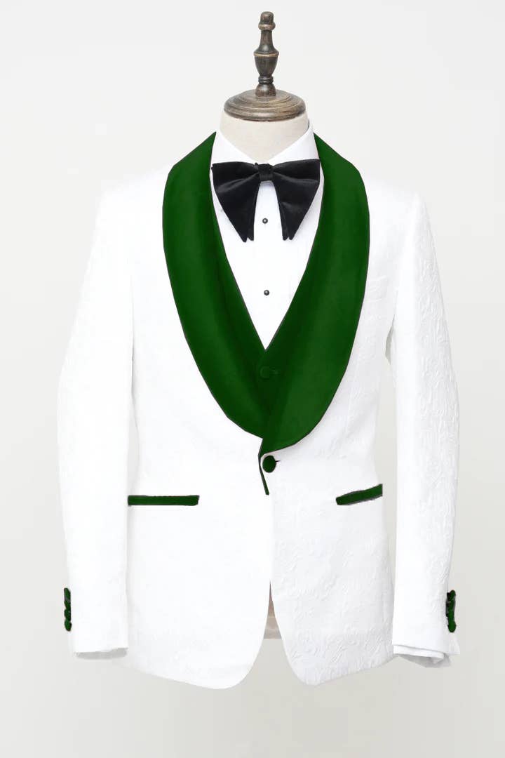 Ferrecci - Men's Vested White Paisley Wedding & Prom Tuxedo