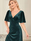 Elegant Double V Neck Velvet Wholesale Party Dress