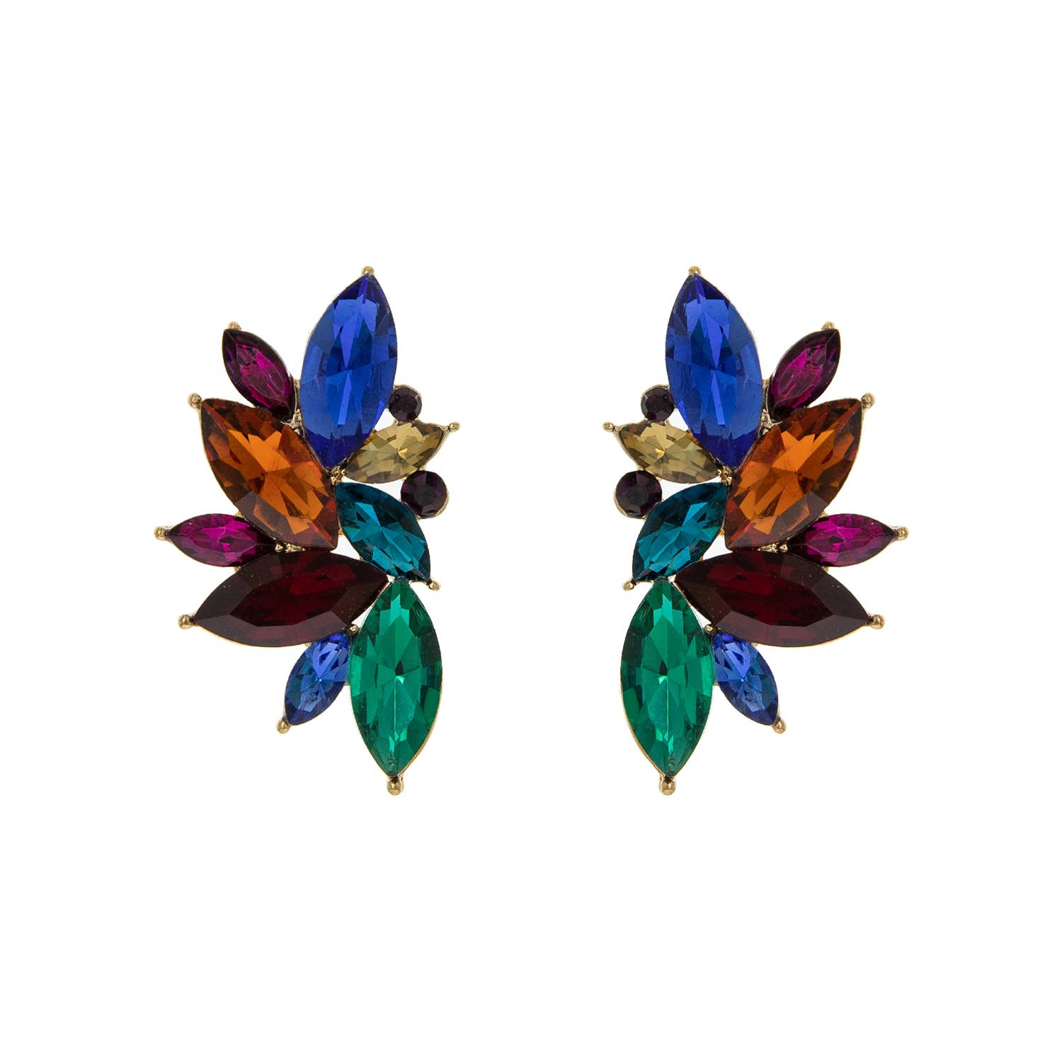 Gemstone Cluster Evening Post Earrings