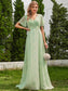 Double V-Neck Ruffles Chiffon Bridesmaid Dress