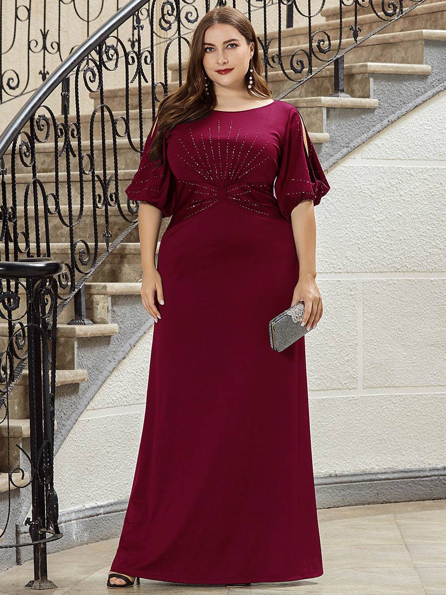 Silver Sequins Fishtail Evening Dress