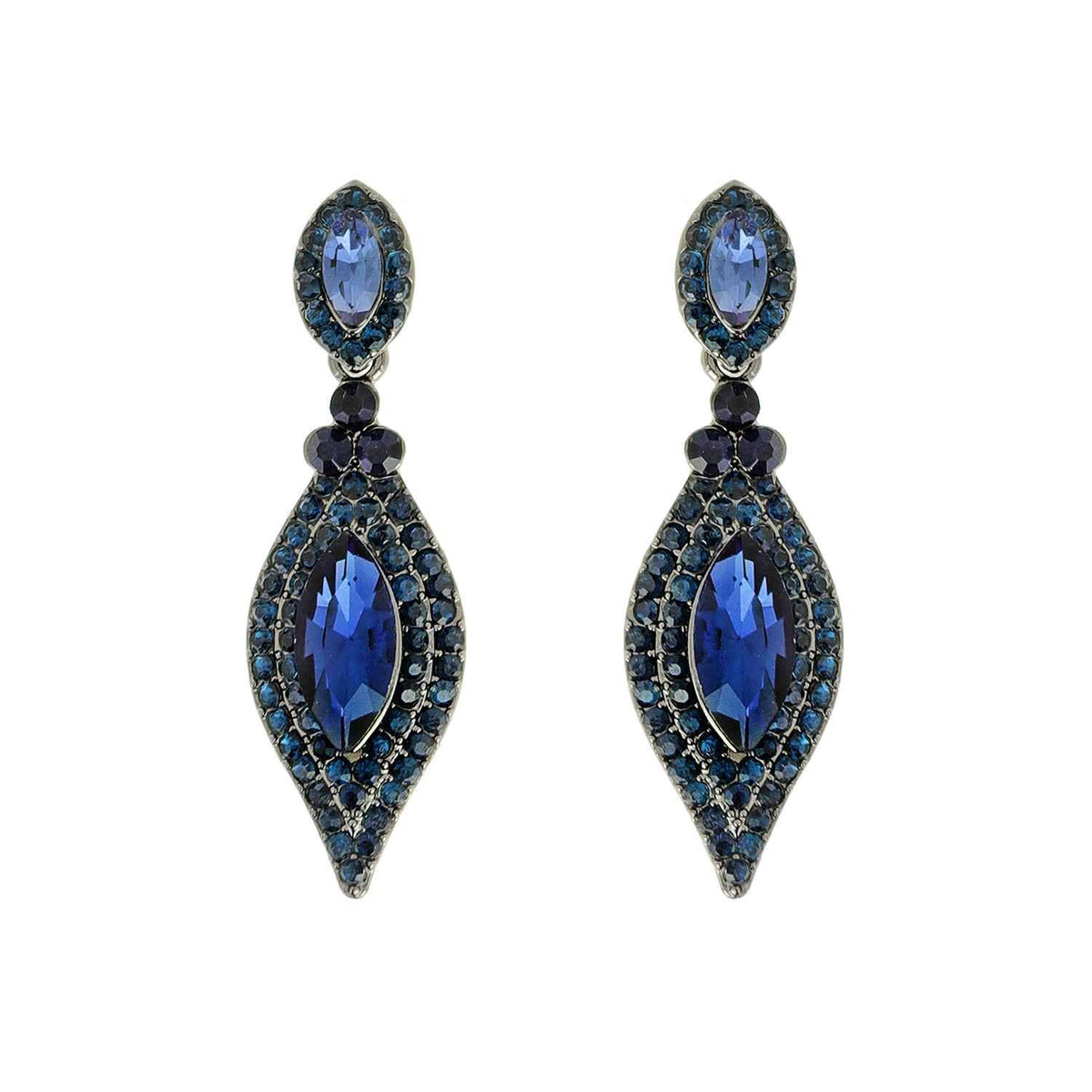 Dangly Leaf with Oval Gem Stone Earrings