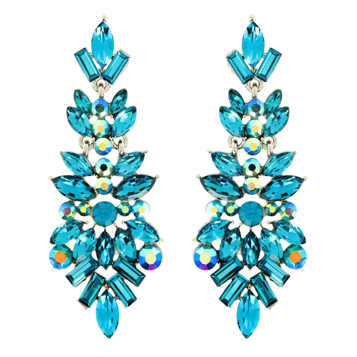 Gemstone Cluster Chandelier Earrings