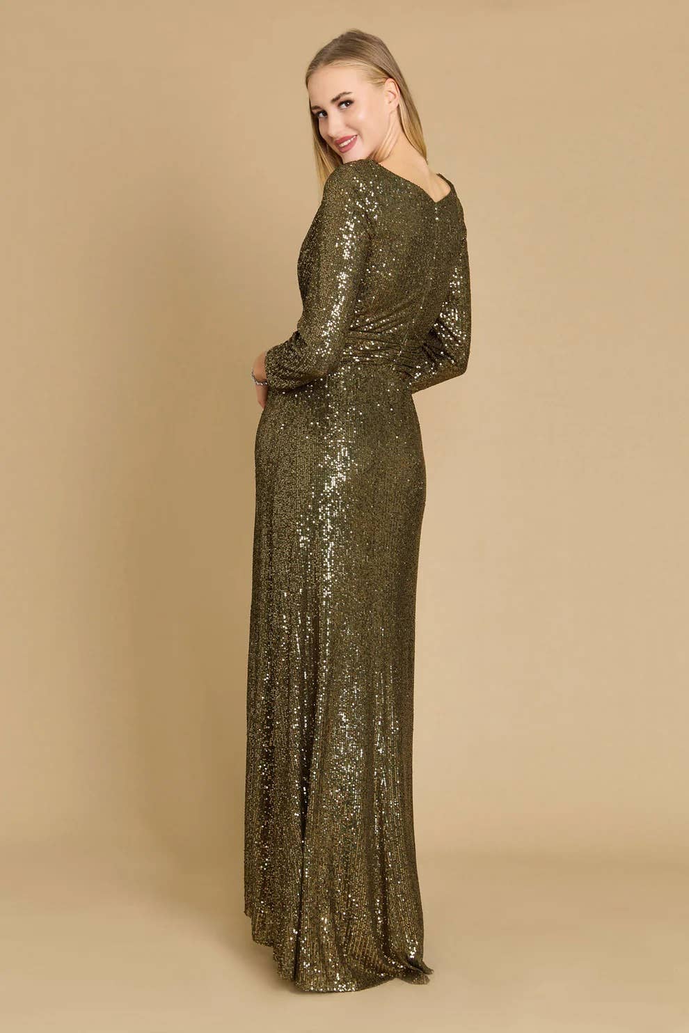 Long Sleeve Sequin Formal Dress