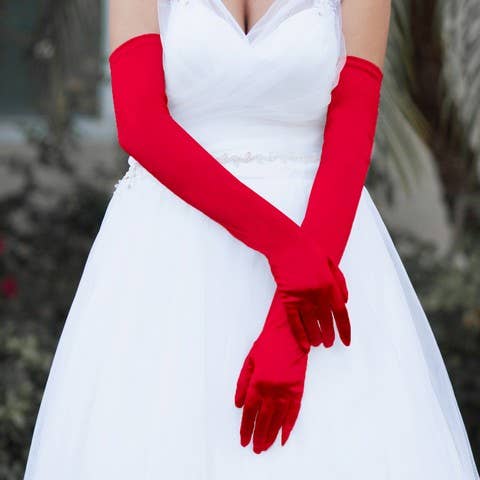 Women's High Satin Gloves
