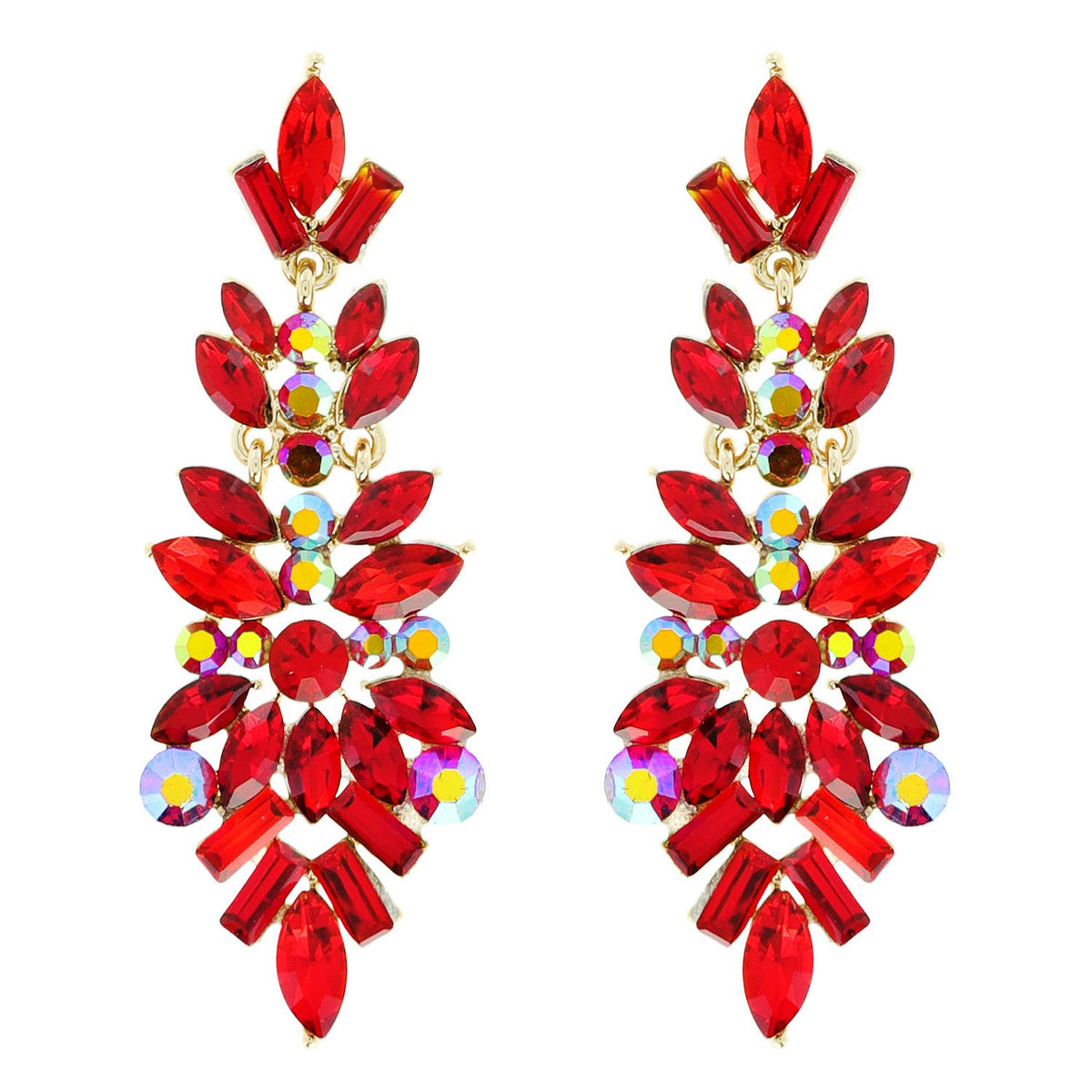 Gemstone Cluster Chandelier Earrings