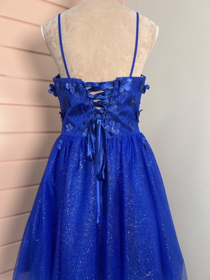 Blue Flower Lace Back Dress