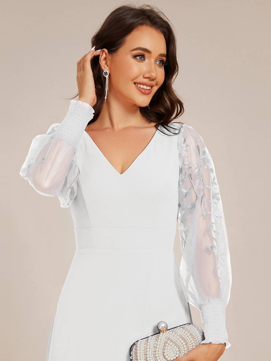 Elegant Long Sleeves Side Split Hem Evening Dresses