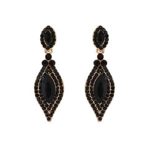 Dangly Leaf with Oval Gem Stone Earrings
