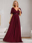 V Neck Appliques Pleated Bridesmaid Dress