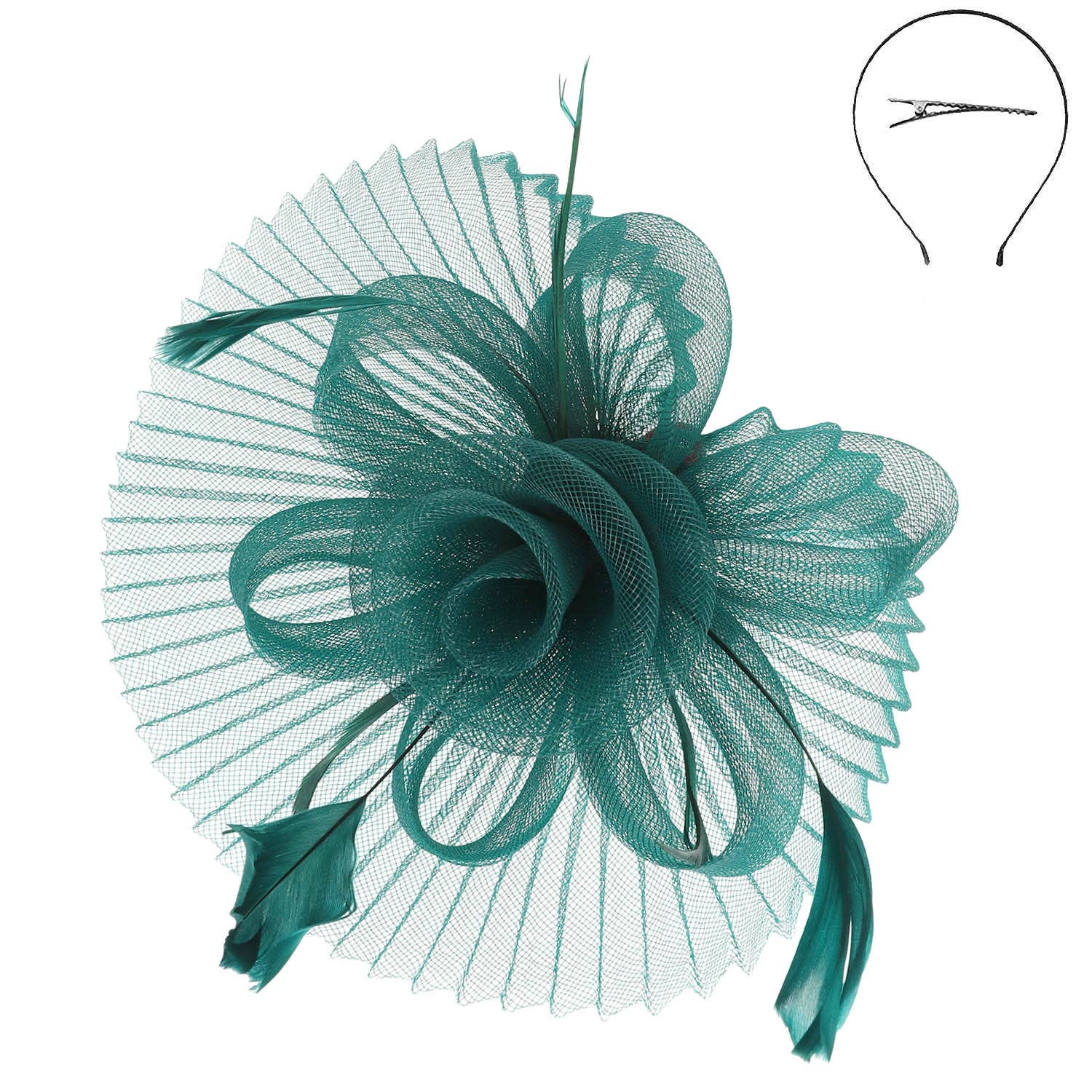 Floral Feathered Sinamay Mesh Fascinator