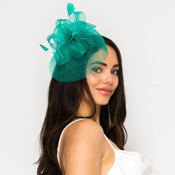 Floral Feathered Sinamay Mesh Fascinator