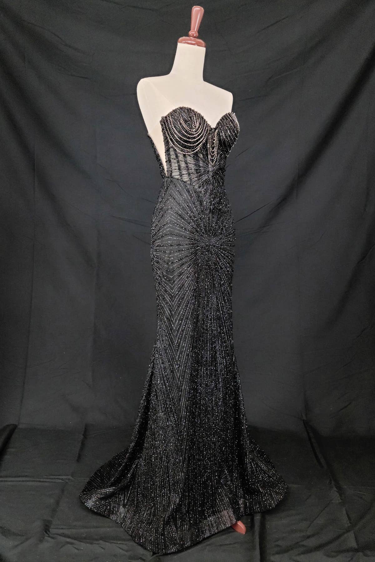 Long sparkling mermaid dress with hanging jewels CF001