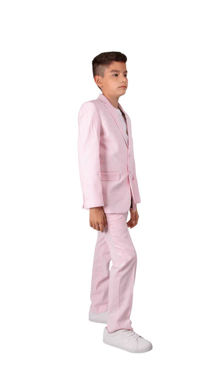 Ferrecci Boy’s Seersucker Suit Set | 2-Piece Blue