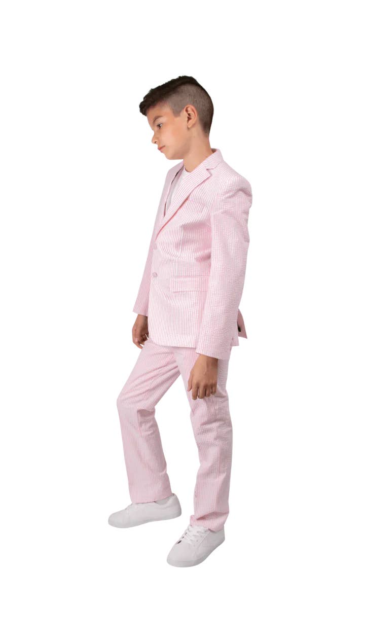 Ferrecci Boy’s Seersucker Suit Set | 2-Piece Blue