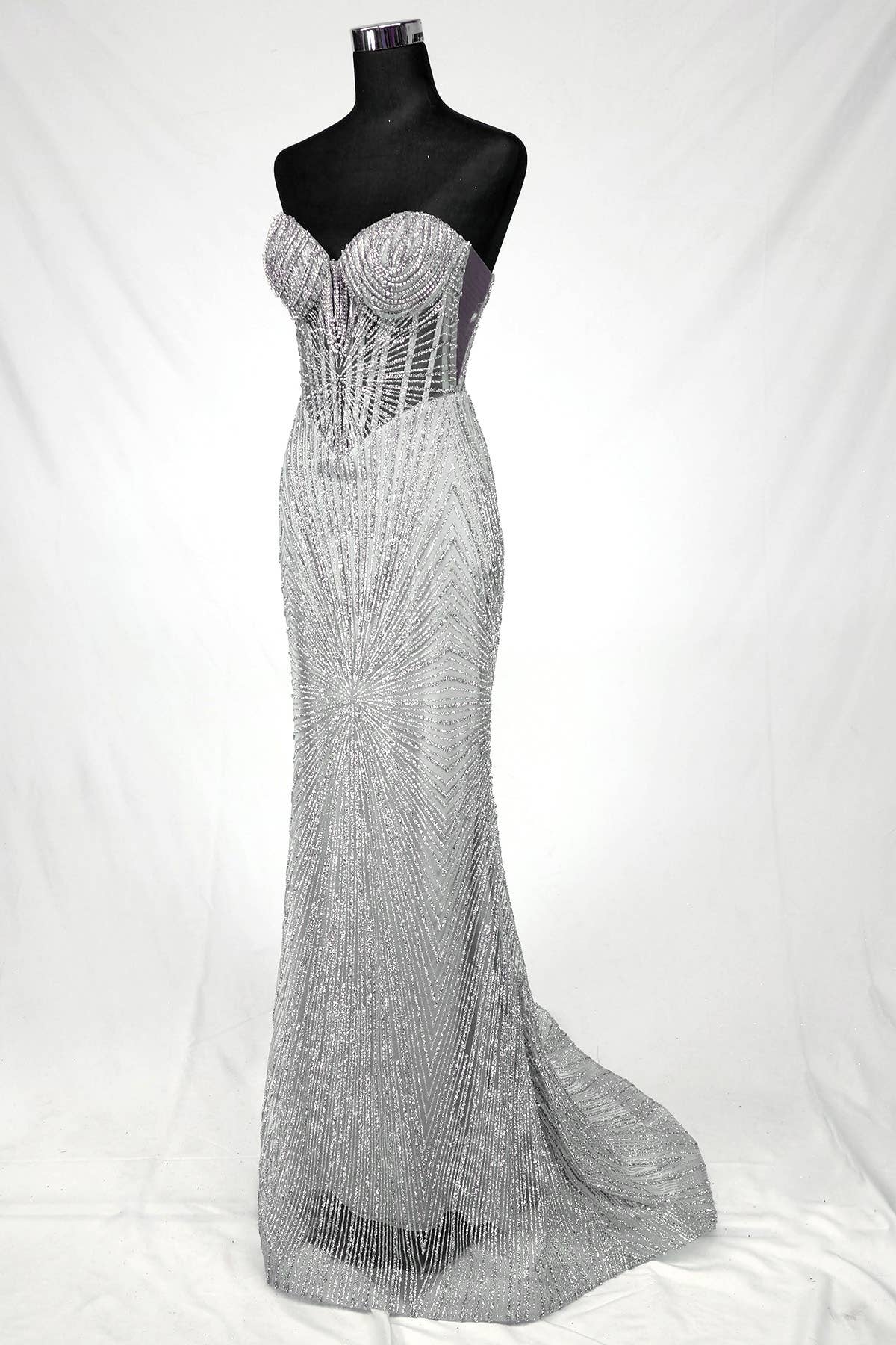 Long sparkling mermaid dress with hanging jewels CF001