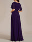 V Neck Appliques Pleated Bridesmaid Dress