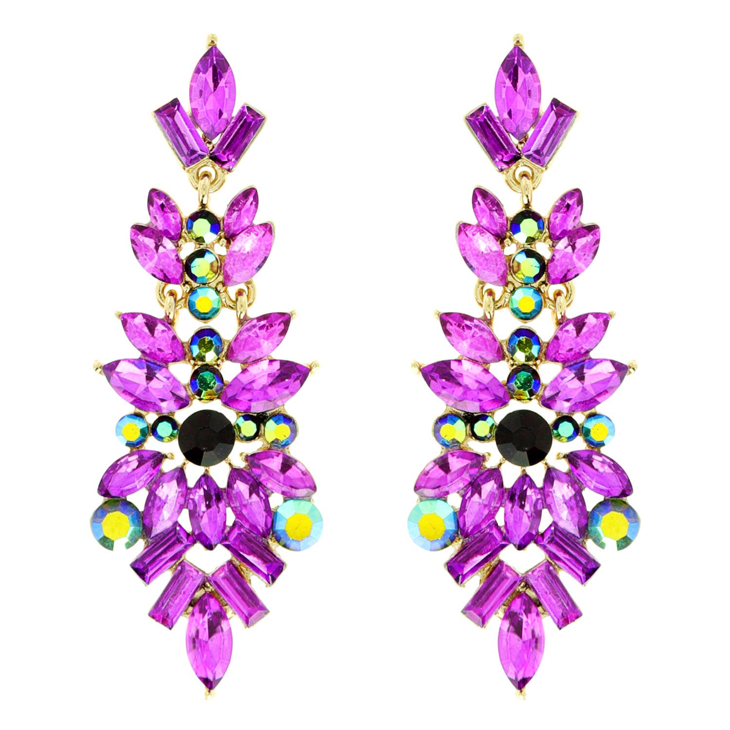 Gemstone Cluster Chandelier Earrings