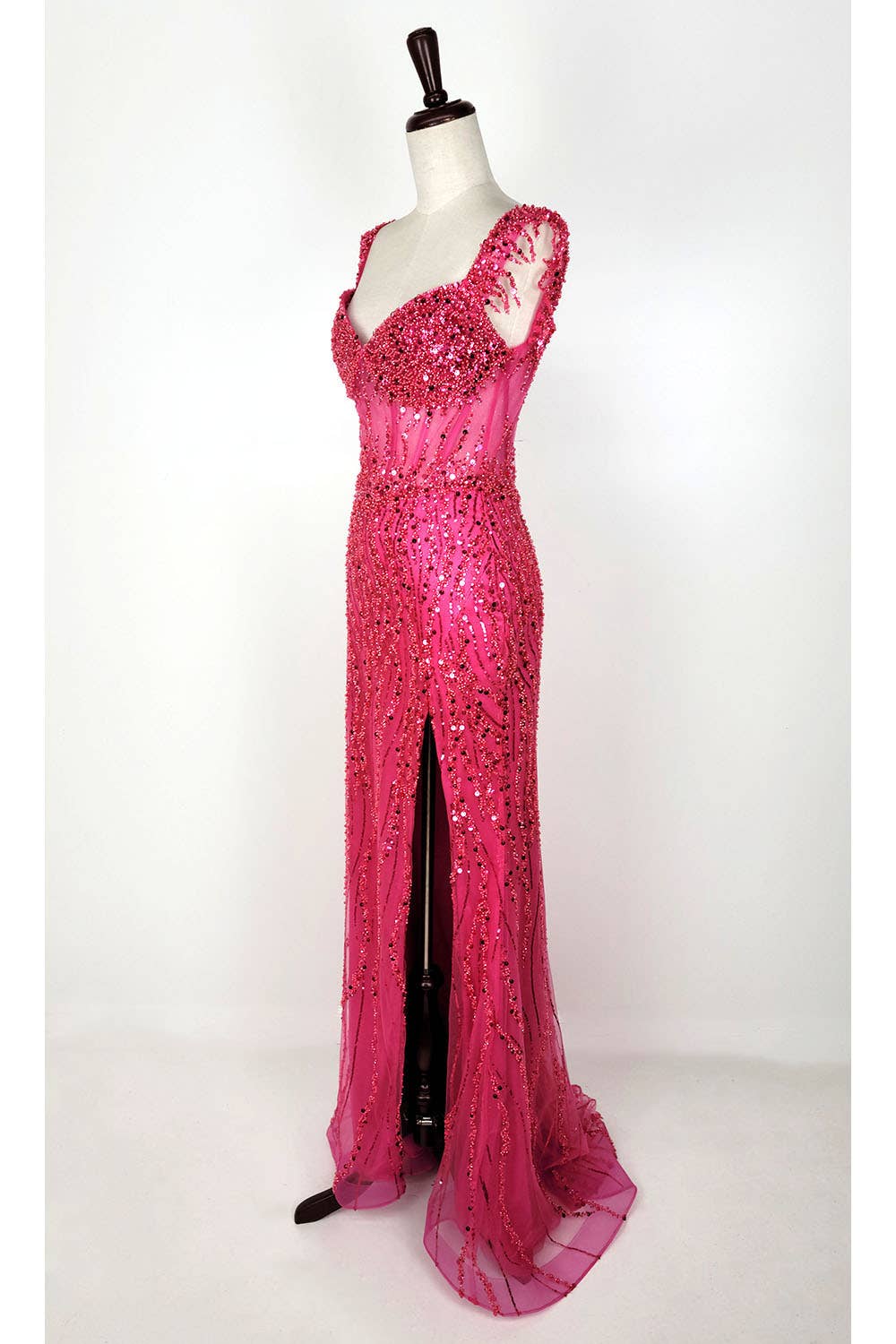 Off the Shoulder Sequin and Bead Long Dress C331