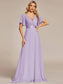 Double V-Neck Ruffles Chiffon Bridesmaid Dress