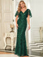 Gorgeous Leaf-Sequined Evening Dress