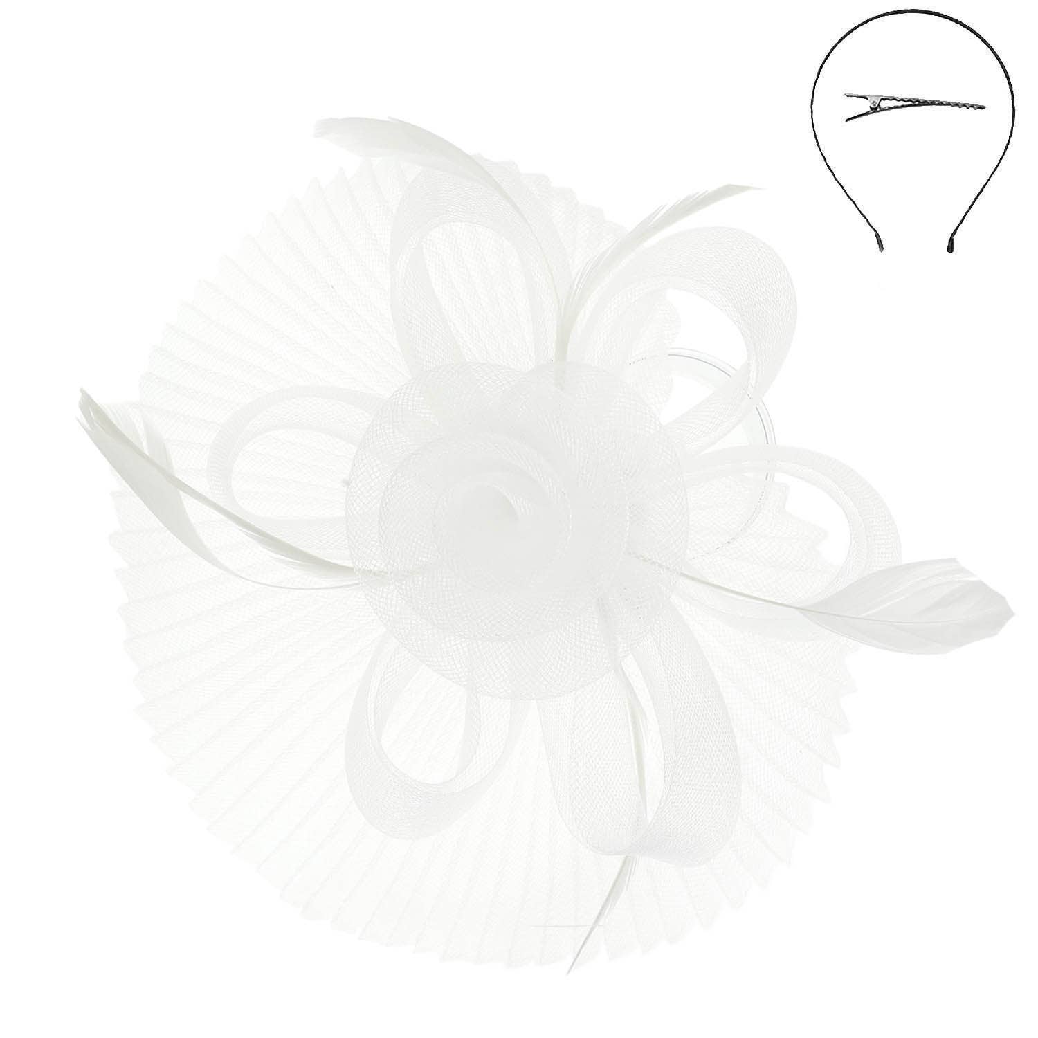 Floral Feathered Sinamay Mesh Fascinator
